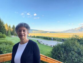 Federal Reserve Bank of Boston President Susan Collins poses for a photo in Jackson Hole, Wyoming